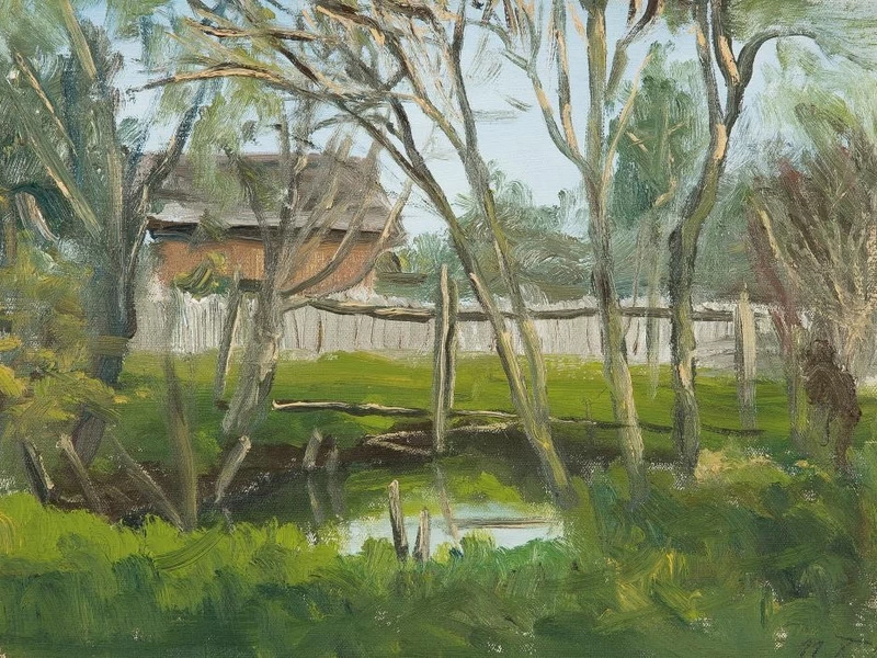 1880-Leopold Blauensteiner - Laghetto in giardino, 1908
